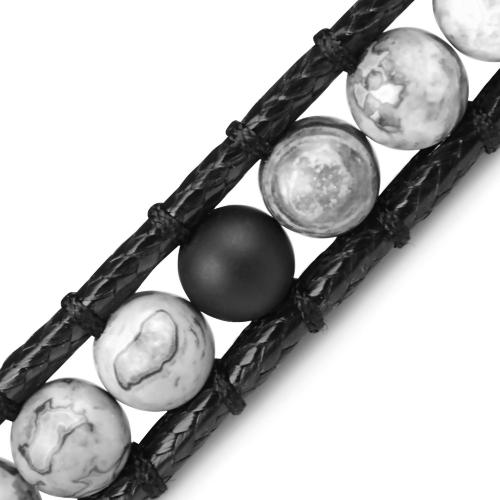 Купить браслет-намотка из яшмы и вощеного шнура Everiot Select LNS-3119-R плетеный оптом от 1 370 руб.