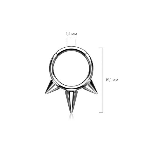 Купить кольцо кликер из титана с шипами PiercedFish RHT57 серьга для пирсинга септума, уха, брови, губ (диаметр от 8 мм до 10 мм) оптом от 740 руб.