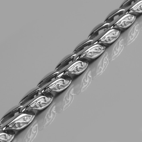 Купить мужской браслет-цепь из стали Everiot SB-MJ-3041, панцирное плетение, с орнаментом оптом от 1 540 руб.