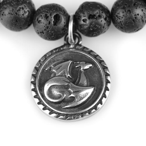 Купить черный плетеный браслет Шамбала из лавы с подвеской "Дракон" Everiot Select --LNS-2104 оптом от 1 070 руб.
