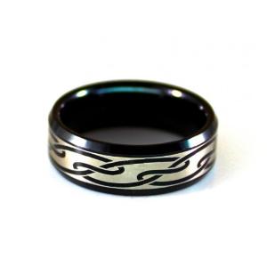 Черное кольцо из карбида вольфрама CARRAJI RTU-076 с орнаментом