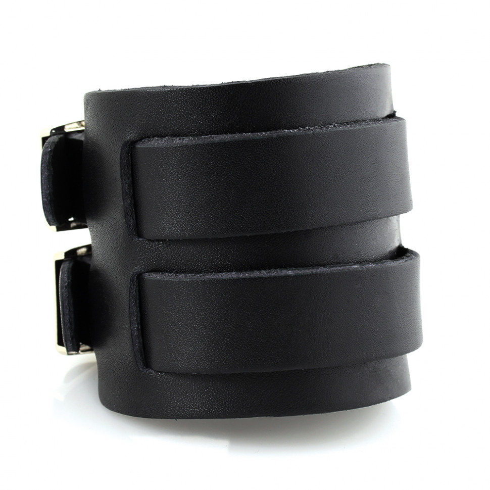 Купить широкий мужской кожаный браслет Scappa NY-410 черный оптом от 880 руб.