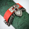 Купить кожаный браслет Spikes SL0121-R, красный, с замочком в виде сердца оптом от 800 руб.