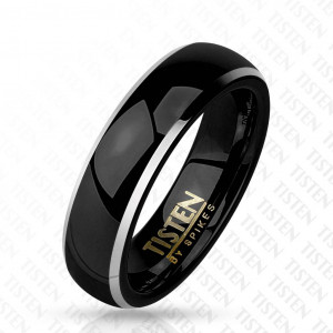 Мужское кольцо Tisten из титан-вольфрама (тистена) R-TS-008 с черной полосой