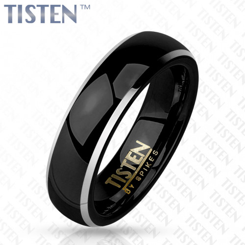 Купить мужское кольцо Tisten из титан-вольфрама (тистена) R-TS-008 с черной полосой оптом от 930 руб.