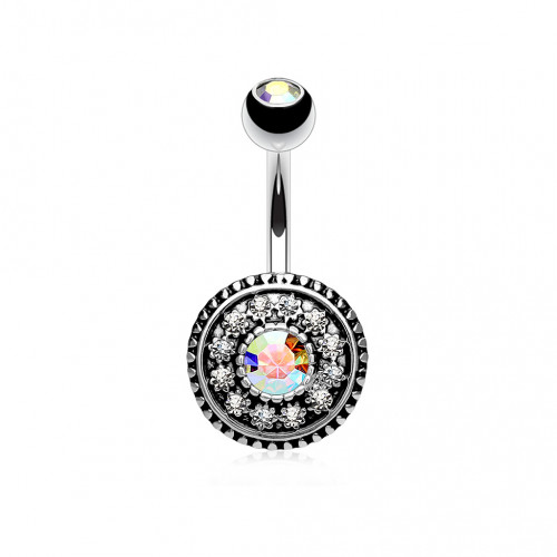 Купить штанга для пирсинга пупка PiercedFish N15805 с кристаллами и фианитами оптом от 460 руб.