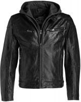 Мужская кожаная куртка с капюшоном GIPSY BIKO W09 черная