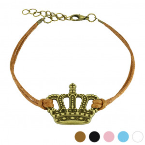 Женский браслет-шнурок текстильный Spikes SL0201 с короной
