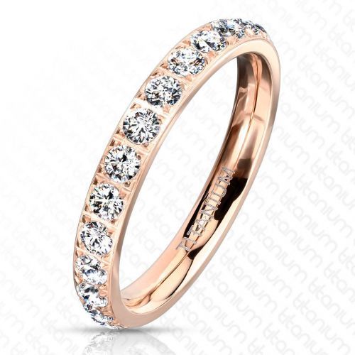 Купить женское кольцо из титана с фианитами Lonti TI-4406 цвет розового золота оптом от 1 060 руб.