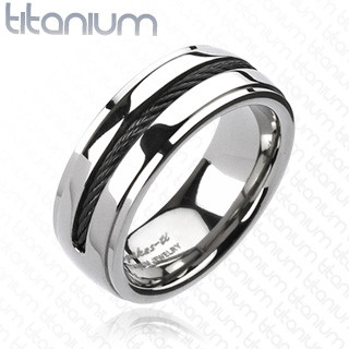 Купить мужское кольцо из титана Spikes R-TI-1649 с черным тросом оптом от 660 руб.