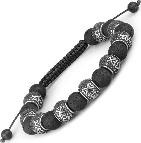 Купить черный плетеный браслет Шамбала из лавы Everiot Select LNS-2080 оптом от 1 000 руб.