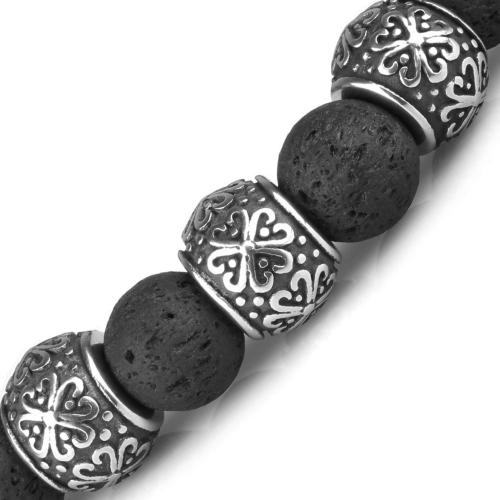 Купить черный плетеный браслет Шамбала из лавы Everiot Select LNS-2080 оптом от 1 000 руб.