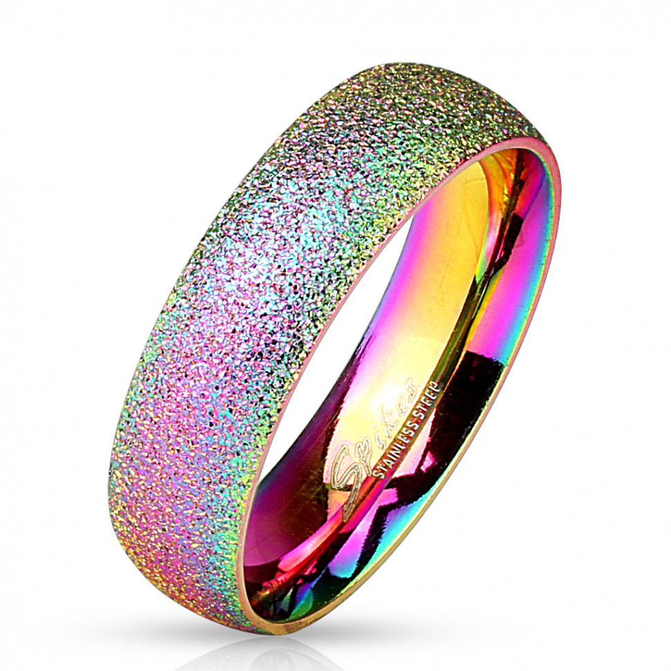 Купить разноцветное кольцо из стали Spikes R-M4740W с шероховатой поверхностью оптом от 400 руб.