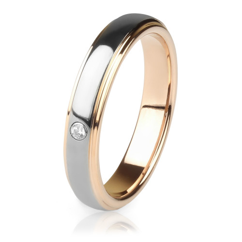 Купить классическое обручальное кольцо из карбида вольфрама Lonti RTG-0044 (4 мм) с фианитом оптом от 780 руб.
