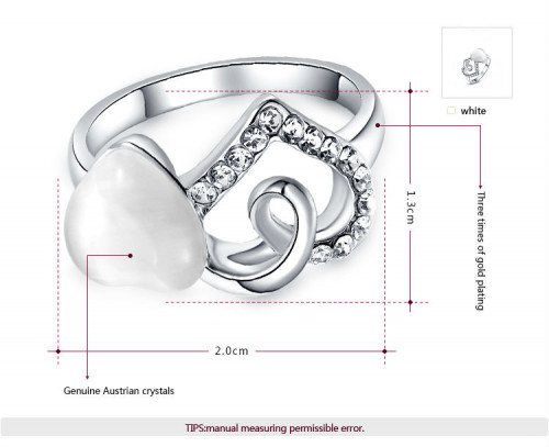 Купить кольцо ROZI RG-37300A с декором в виде сердец с кристаллами оптом от 590 руб.