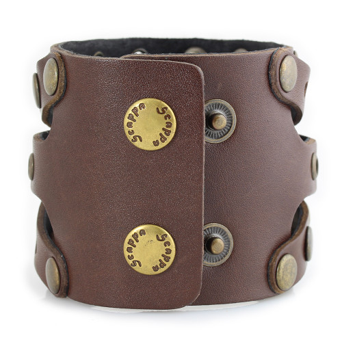 Купить кожаный браслет мужской Scappa M-508 коричневый оптом от 1 100 руб.