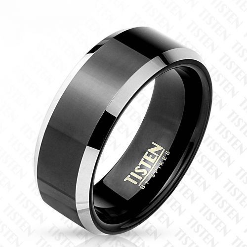 Купить мужское кольцо из тистена (титан-вольфрама) Tisten R-TS-012 с черным покрытием оптом от 820 руб.