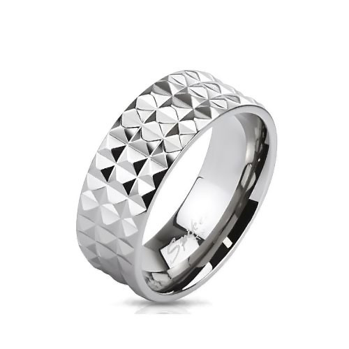 Купить кольцо мужское из титана Spikes ТМ-3692 с рельефной поверхностью оптом от 510 руб.