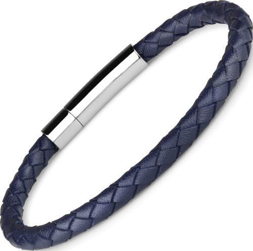 Купить плетеный кожаный браслет Everiot Select LNS-5030 синий оптом от 650 руб.
