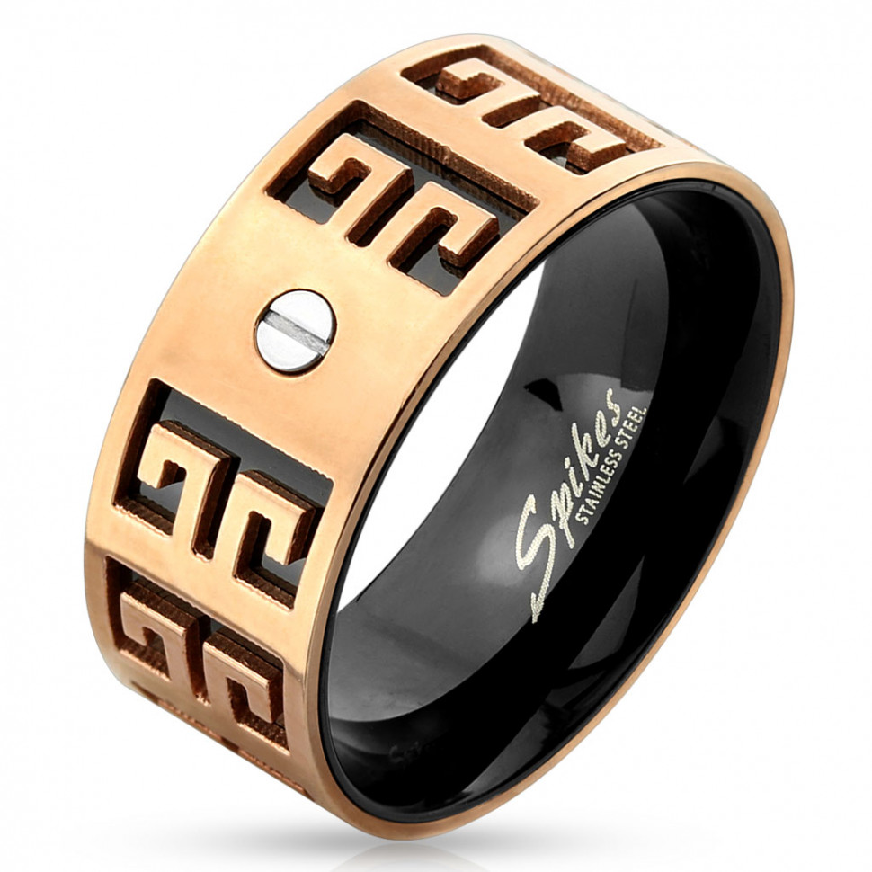 Купить мужское кольцо из стали Spikes R-M4276 с геометрическим узором оптом от 540 руб.