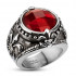 Купить мужской перстень из стали Spikes R-H2031 с красным камнем оптом от 1 000 руб.
