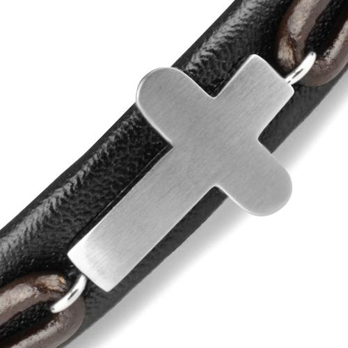Купить кожаный браслет мужской Everiot SP-MJ-1913 с крестом оптом от 1 010 руб.