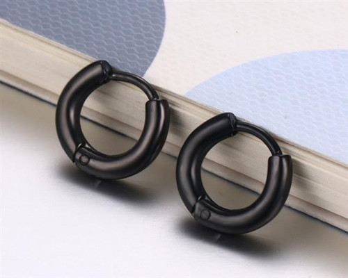 Купить стальные серьги-кольца (бублики) Everiot SE-XP-1461-BK черные оптом от 480 руб.