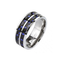 Мужское титановое кольцо Spikes TI-4372 с двумя синими карбоновыми вставками