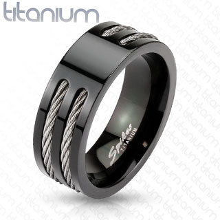 Купить мужское кольцо из титана Spikes R-TM-3653 с металлическим тросом оптом от 810 руб.