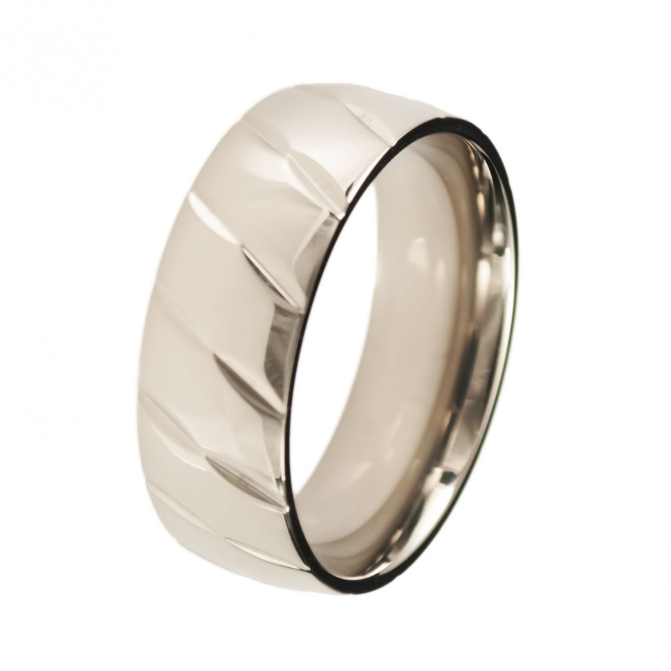 Купить титановое кольцо мужское с диагональными насечками Lonti TI-055R оптом от 930 руб.