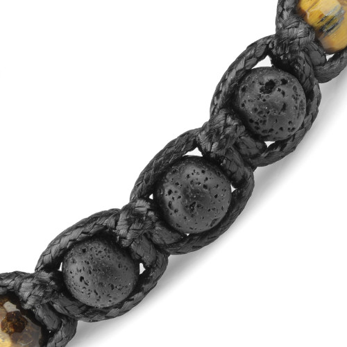 Купить мужской плетеный браслет Шамбала Everiot Select LNS-3074 из камня тигровый глаз и бусин из лавы оптом от 590 руб.