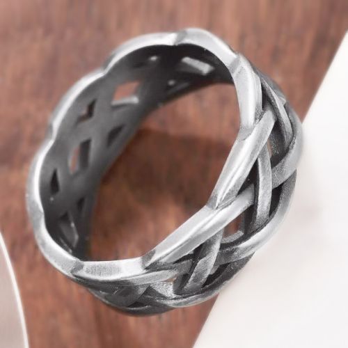 Купить кольцо цепь плетеное в виде косички из ювелирной стали TATIC RSS-8202 оптом от 850 руб.