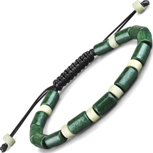 Купить плетеный браслет в стиле Шамбала Everiot Select LNS-2059 из зеленых керамических бусин оптом от 610 руб.