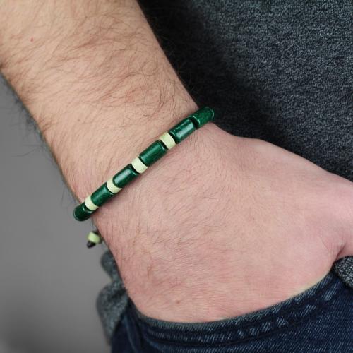 Купить плетеный браслет в стиле Шамбала Everiot Select LNS-2059 из зеленых керамических бусин оптом от 610 руб.