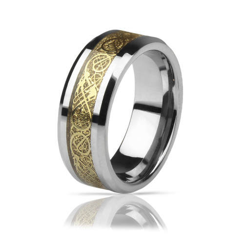 Купить кольцо из карбида вольфрама Lonti RTG-0033 с орнаментом "Кельтский дракон" оптом от 1 020 руб.