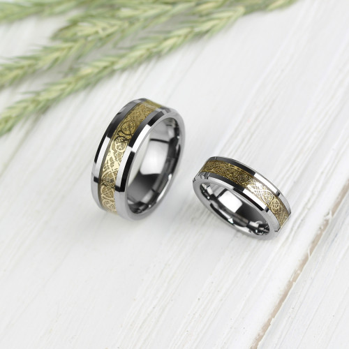 Купить кольцо из карбида вольфрама Lonti RTG-0033 с орнаментом "Кельтский дракон" оптом от 1 090 руб.