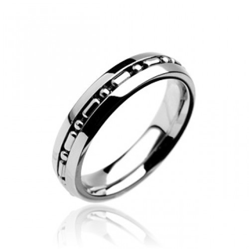 Купить мужское кольцо антистресс из стали R7061 с вращающейся цепочкой оптом от 360 руб.