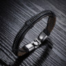 Купить кожаный браслет мужской Everiot SH-XP-0157 с декоративной цепочкой оптом от 550 руб.