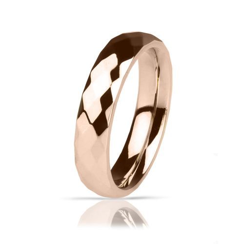 Купить кольцо из карбида вольфрама LONTI RTG-0012 с геометрическими гранями, цвет розового золота оптом от 1 210 руб.