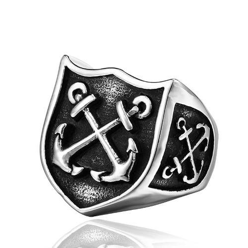 Купить мужской перстень из стали в форме герба Everiot SR-BR-324 с морскими якорями оптом от 600 руб.
