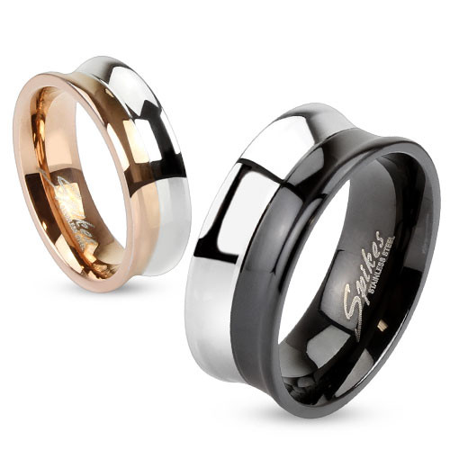 Купить кольцо из стали Spikes --R-M2993 двухцветное оптом от 510 руб.