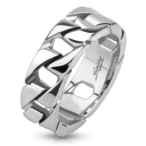 Купить кольцо мужское из стали Spikes R-Q9014 в форме цепи оптом от 690 руб.