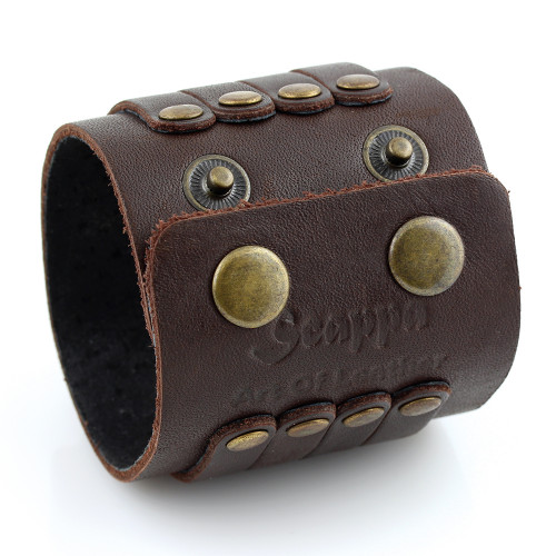 Купить кожаный браслет мужской Scappa B-203 коричневый и черный оптом от 970 руб.