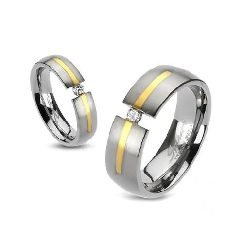 Купить титановое обручальное кольцо Spikes TI-3389 с фианитом оптом от 640 руб.