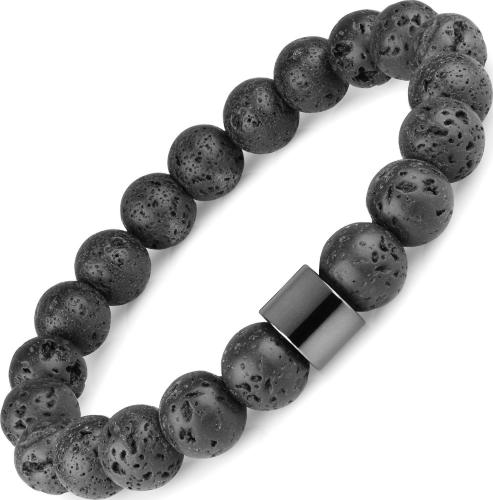Купить черный браслет из лавы Everiot Select LNS-2206 на резинке оптом от 540 руб.