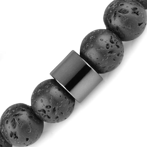 Купить черный браслет из лавы Everiot Select LNS-2206 на резинке оптом от 540 руб.