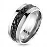 Купить кольцо мужское из титана Spikes R-TM-3701 с черным ромбовидным рельефом оптом от 740 руб.