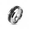 Купить кольцо мужское из титана Spikes R-TM-3701 с черным ромбовидным рельефом оптом от 740 руб.