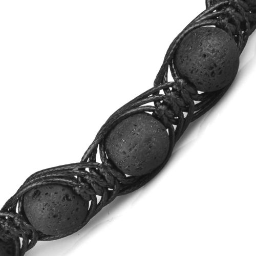 Купить черный плетеный браслет Шамбала ручной работы Everiot Select LNS-3128 из лавы (базальта) оптом от 530 руб.