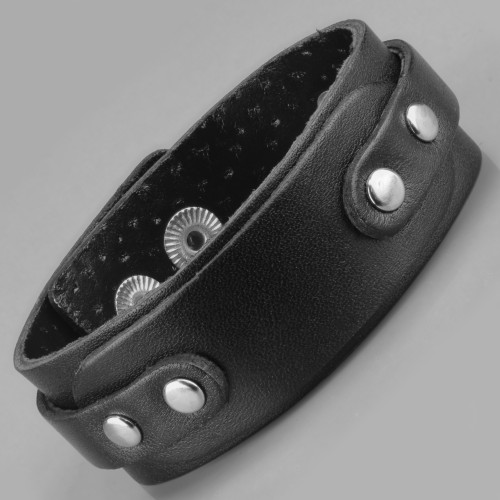 Купить кожаный браслет мужской Scappa G-56 черный с объемным декором оптом от 550 руб.